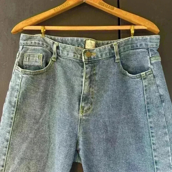 Coca Realdeni Korea 32 Jeans Cropped Frayed Thick Womens Pants Denim Trendy‎ - Picture 13 of 13